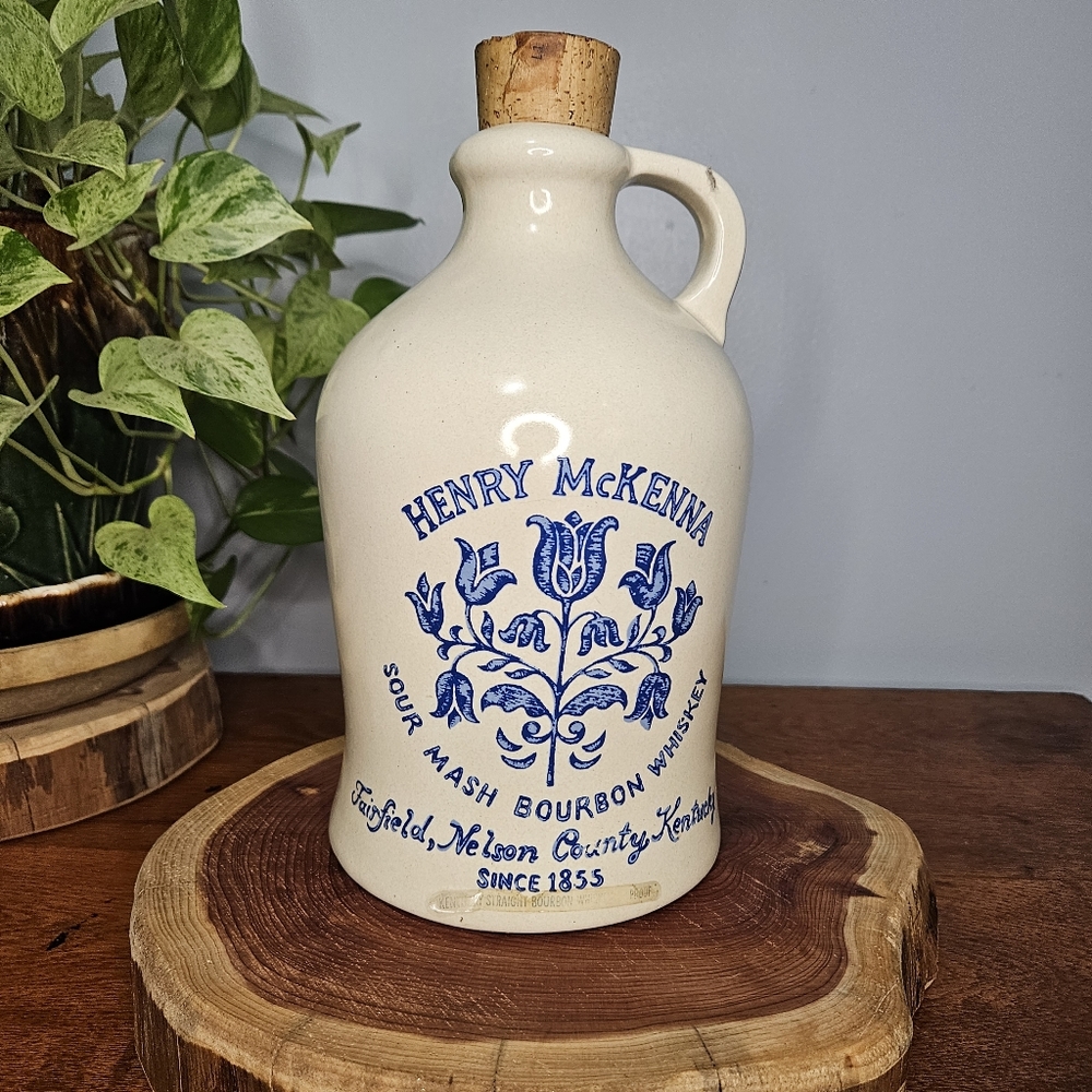 Vintage Henry McKenna Sour Mash Bourbon Whiskey Stoneware Jug